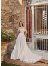 Beaded Ivory Lace Tulle Corset Back Sparkly Wedding Dress
